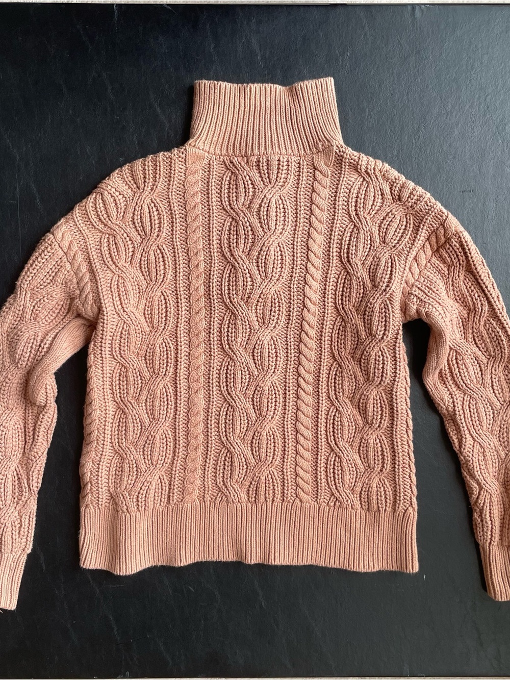 Pink Brown Crop Length Quarter Zip Turtleneck Sweater - Picture 3 of 7